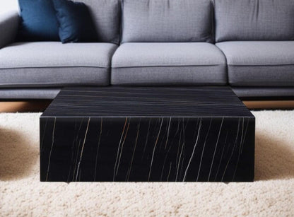 Black Genuine Marble & Brass Square Coffee Table image 2