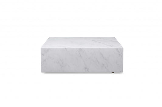 White Genuine Marble & Brass Square Coffee Table