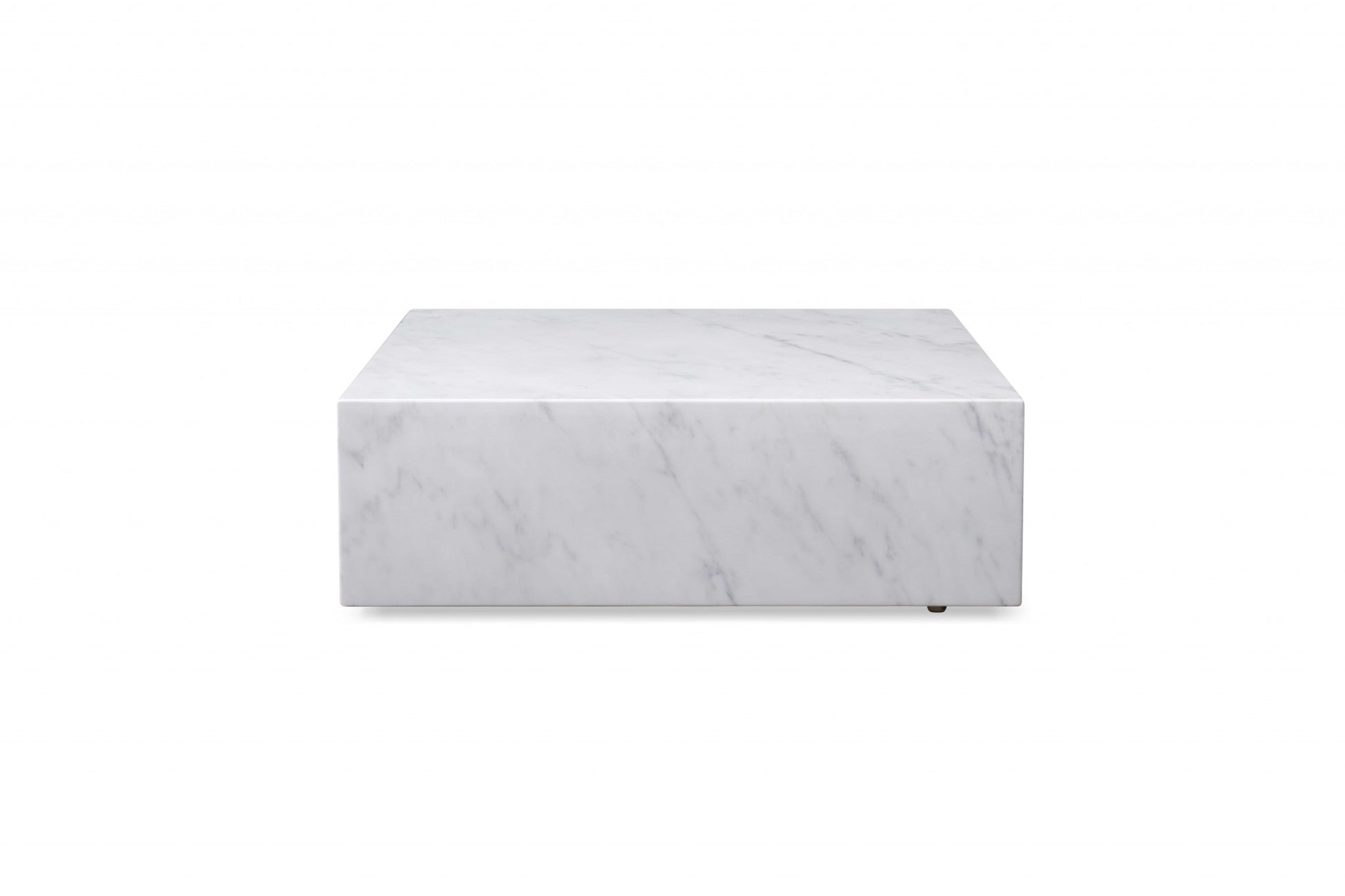 White Genuine Marble & Brass Square Coffee Table image 2
