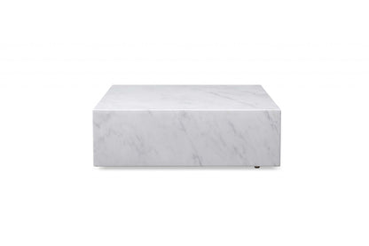 White Genuine Marble & Brass Square Coffee Table image 2