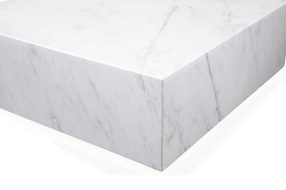 White Genuine Marble & Brass Square Coffee Table