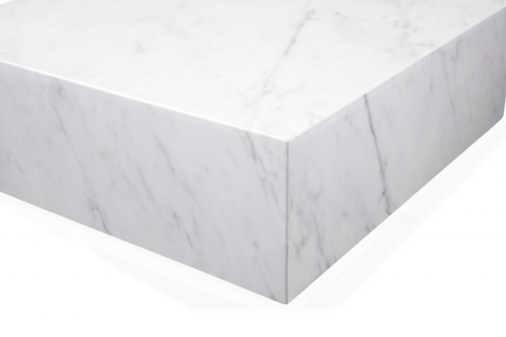 White Genuine Marble & Brass Square Coffee Table image 6