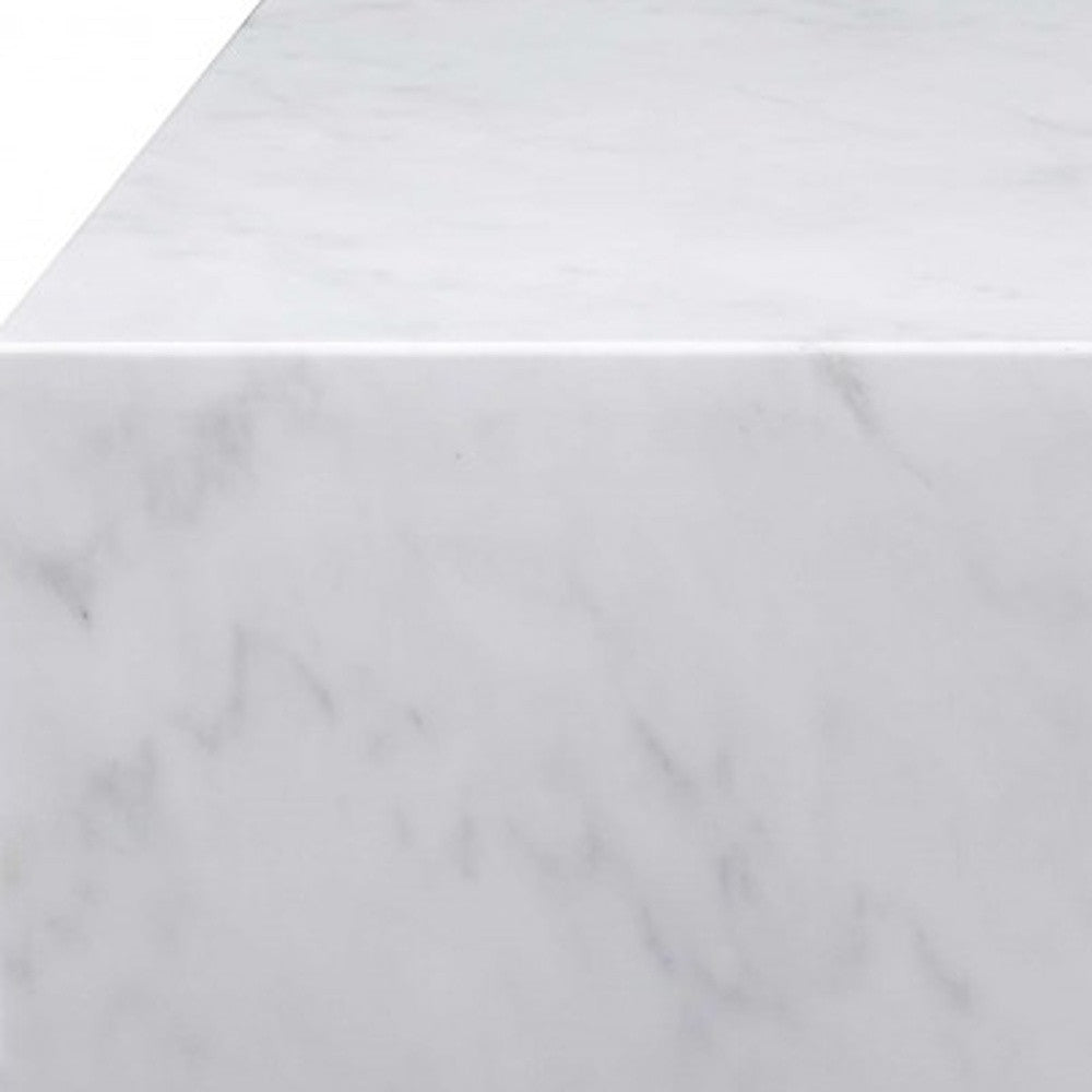 White Genuine Marble & Brass Square Coffee Table image 4
