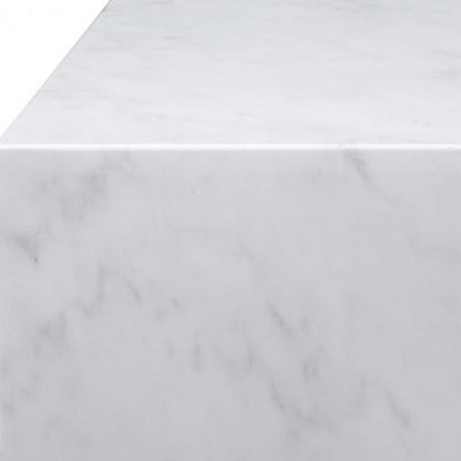 White Genuine Marble & Brass Square Coffee Table image 4