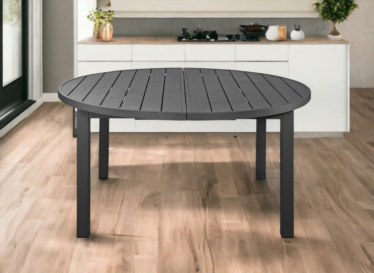 Gray Aluminum Folding Dining Table