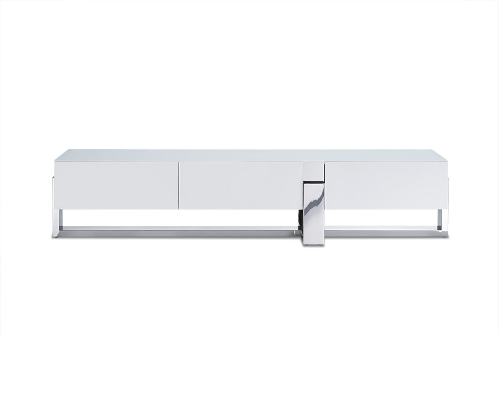Damon White Stainless Steel Media Console