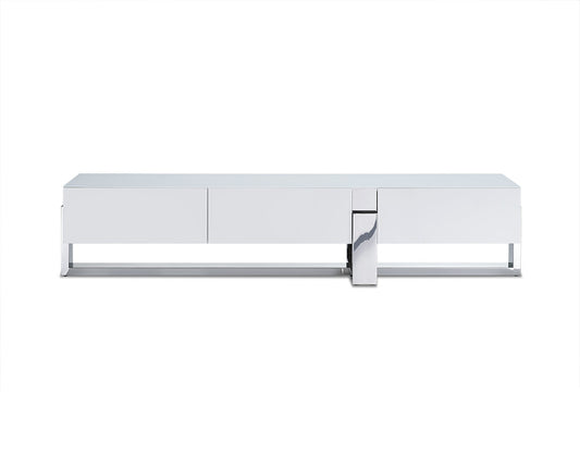 Damon White Stainless Steel Media Console