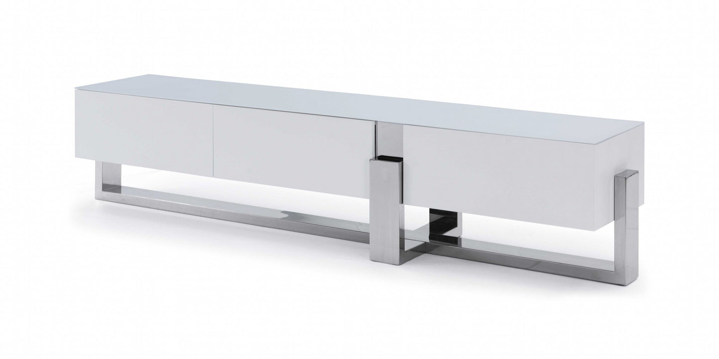 Damon White Stainless Steel Media Console