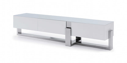 Damon White Stainless Steel Media Console