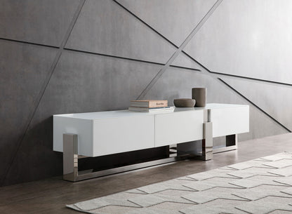 Damon White Stainless Steel Media Console