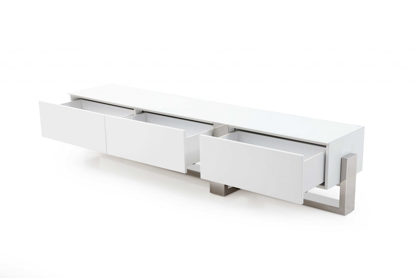 Damon White Stainless Steel Media Console