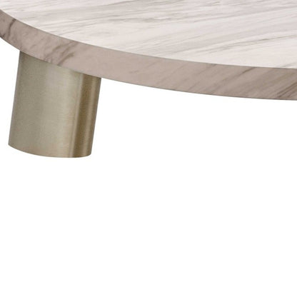Gold & White Genuine Marble Round Coffee Table