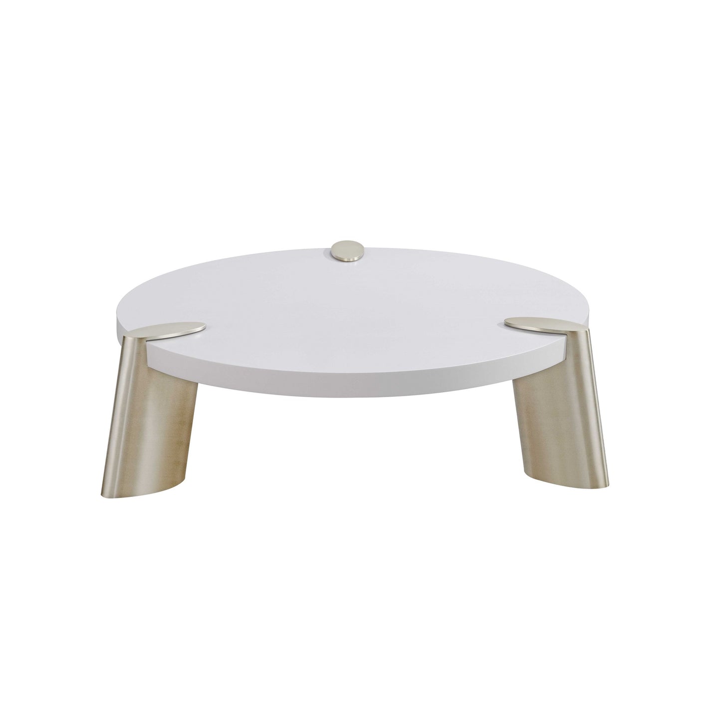 White & Gold Stainless Steel Round Coffee Table