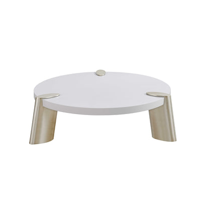 White & Gold Stainless Steel Round Coffee Table
