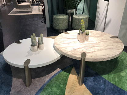 White & Gold Stainless Steel Round Coffee Table