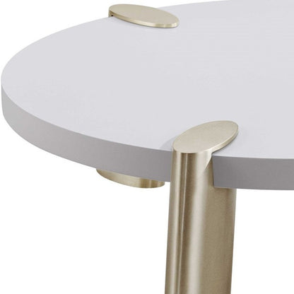 White & Gold Stainless Steel Round Coffee Table