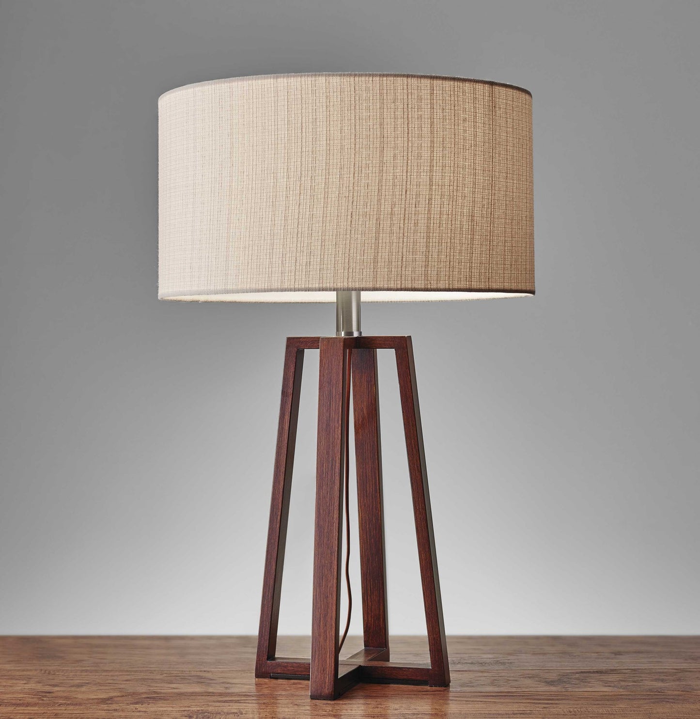 Walnut Wood Finish Table Lamp w/ Shade