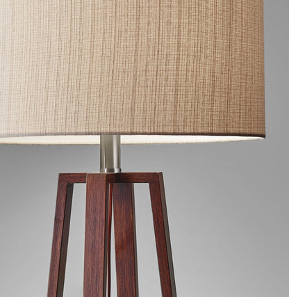 Walnut Wood Finish Table Lamp w/ Shade