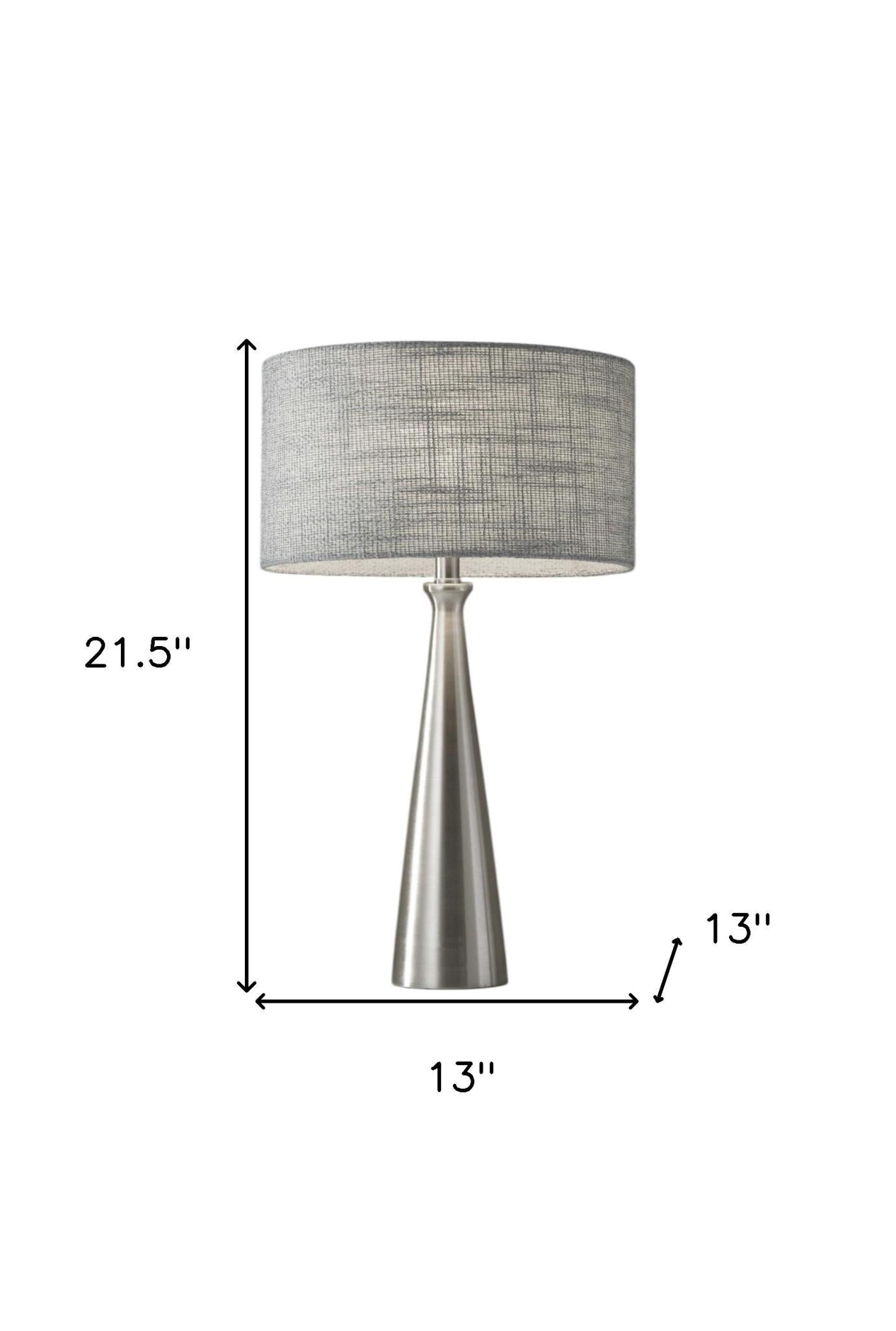 Brushed Steel Finish Tapered Base Table Lamp