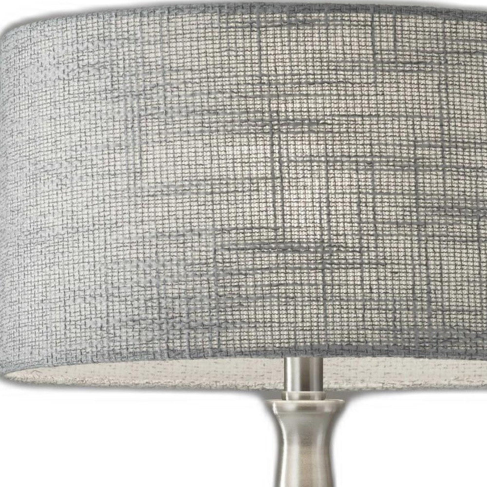 Brushed Steel Finish Tapered Base Table Lamp