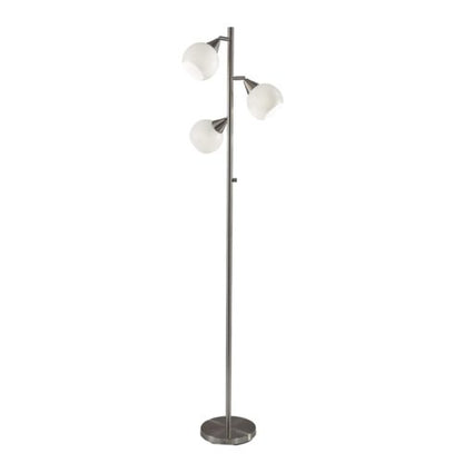 Floor Lamp Brushed Steel Three Adjustable Globes