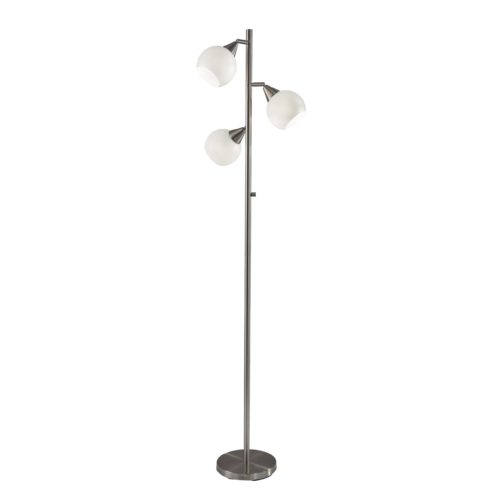 Floor Lamp Brushed Steel Three Adjustable Globes