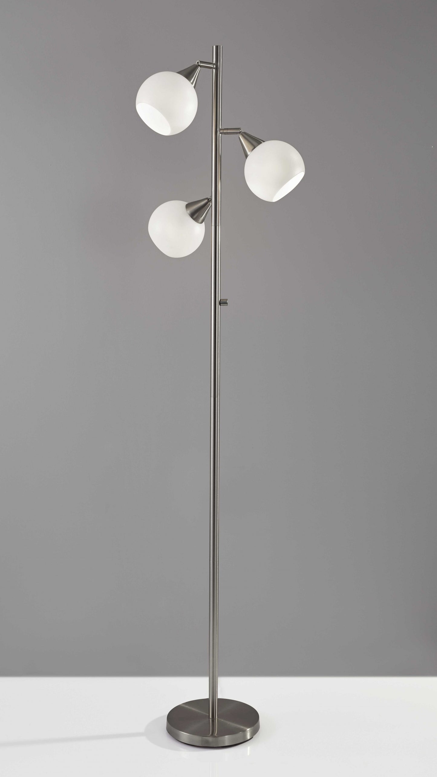Floor Lamp Brushed Steel Three Adjustable Globes