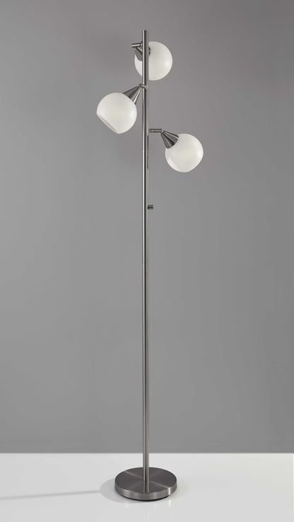 Floor Lamp Brushed Steel Three Adjustable Globes