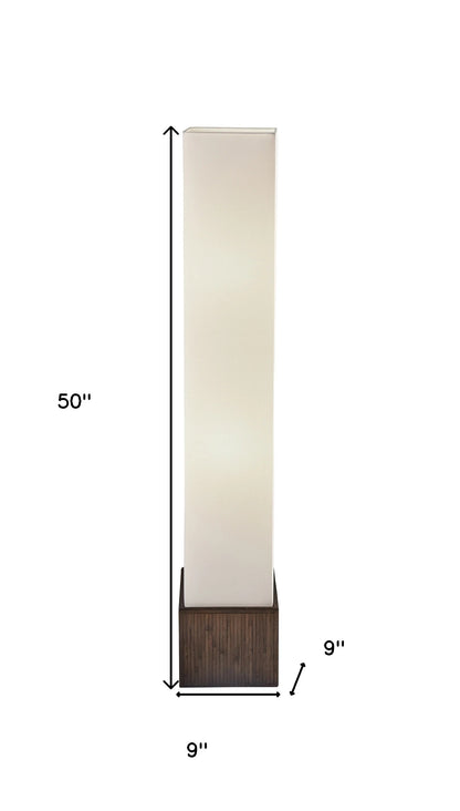 Brown Rattan Lantern Floor Lamp w/ Long Shade