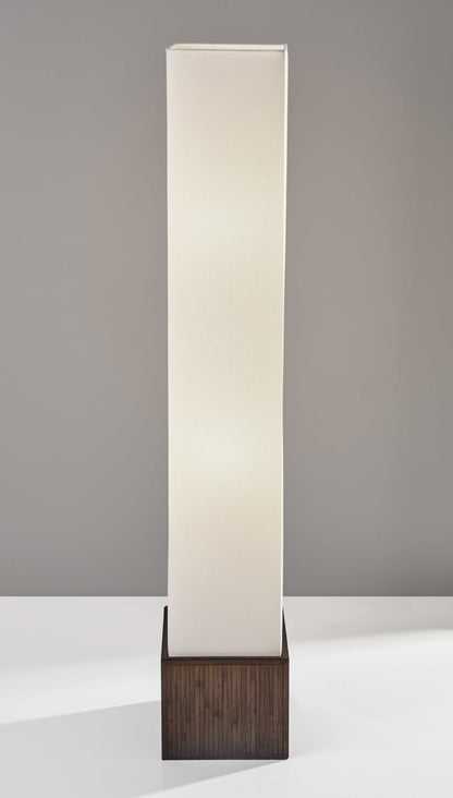 Brown Rattan Lantern Floor Lamp w/ Long Shade
