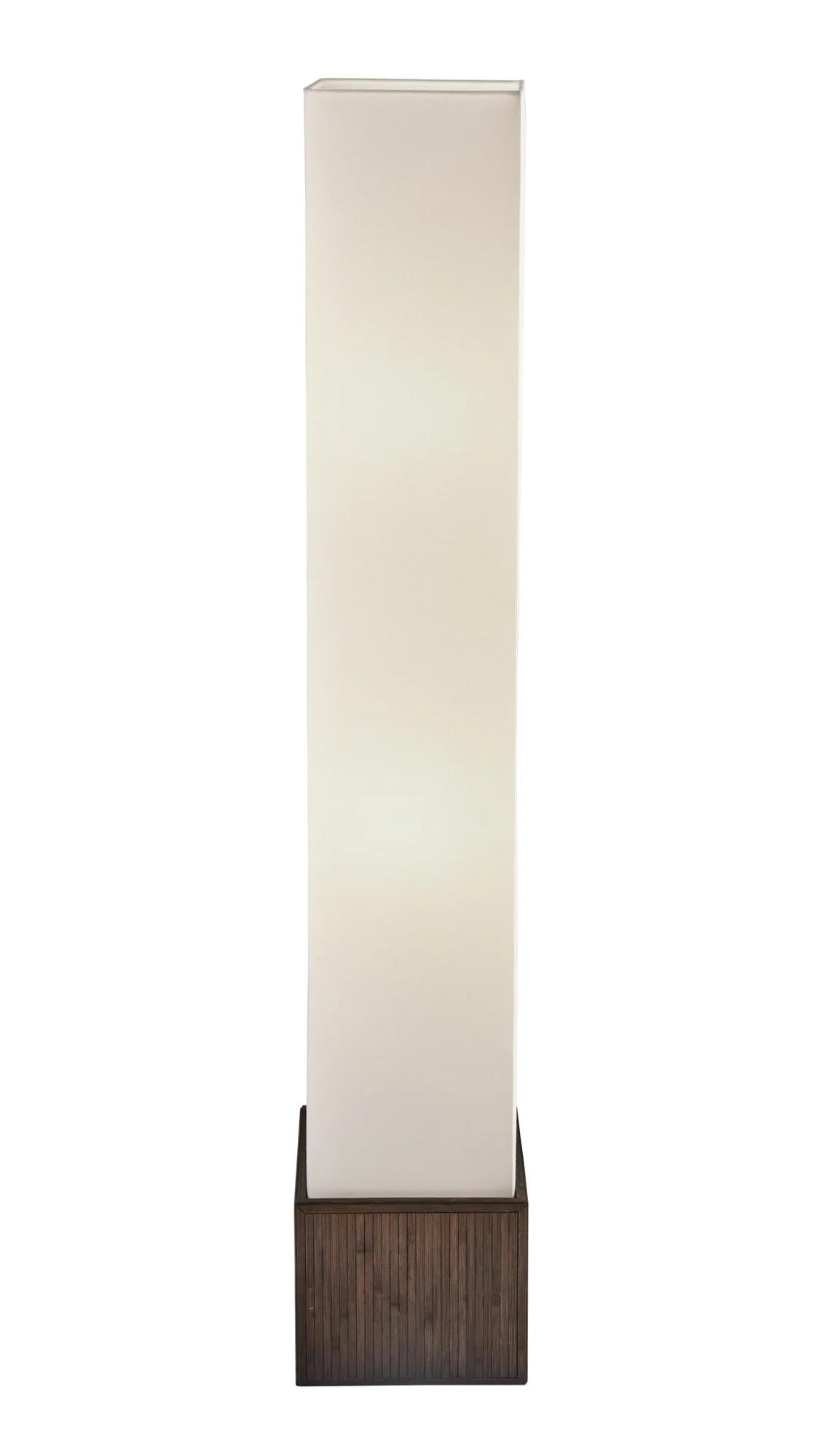 Brown Rattan Lantern Floor Lamp w/ Long Shade