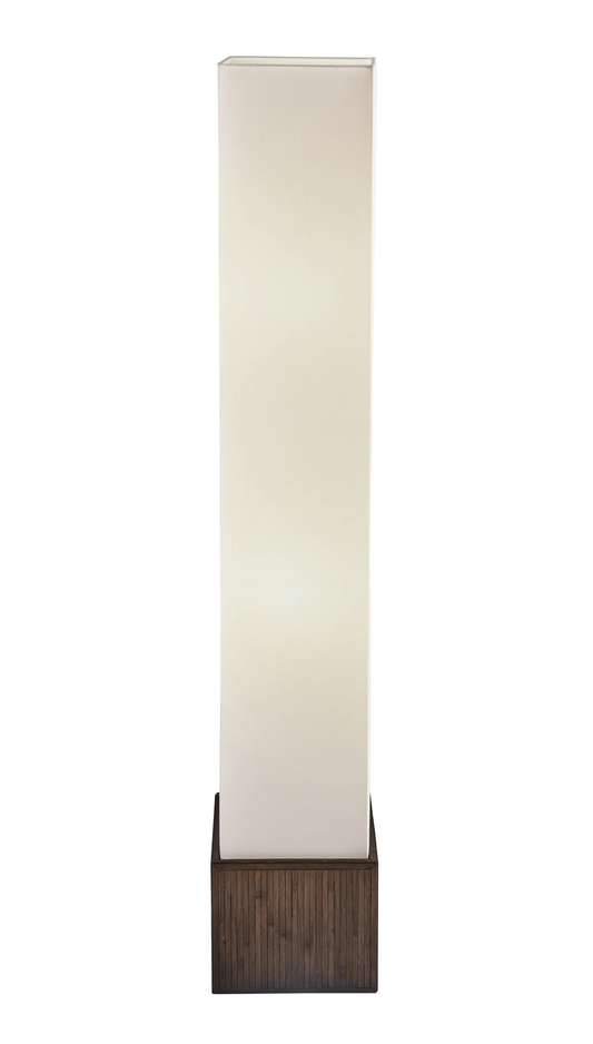 Brown Rattan Lantern Floor Lamp w/ Long Shade