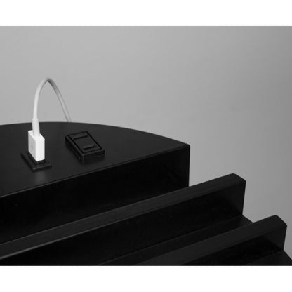 Black Wood Floor Lamp w/ Circular Charging Station Shelf