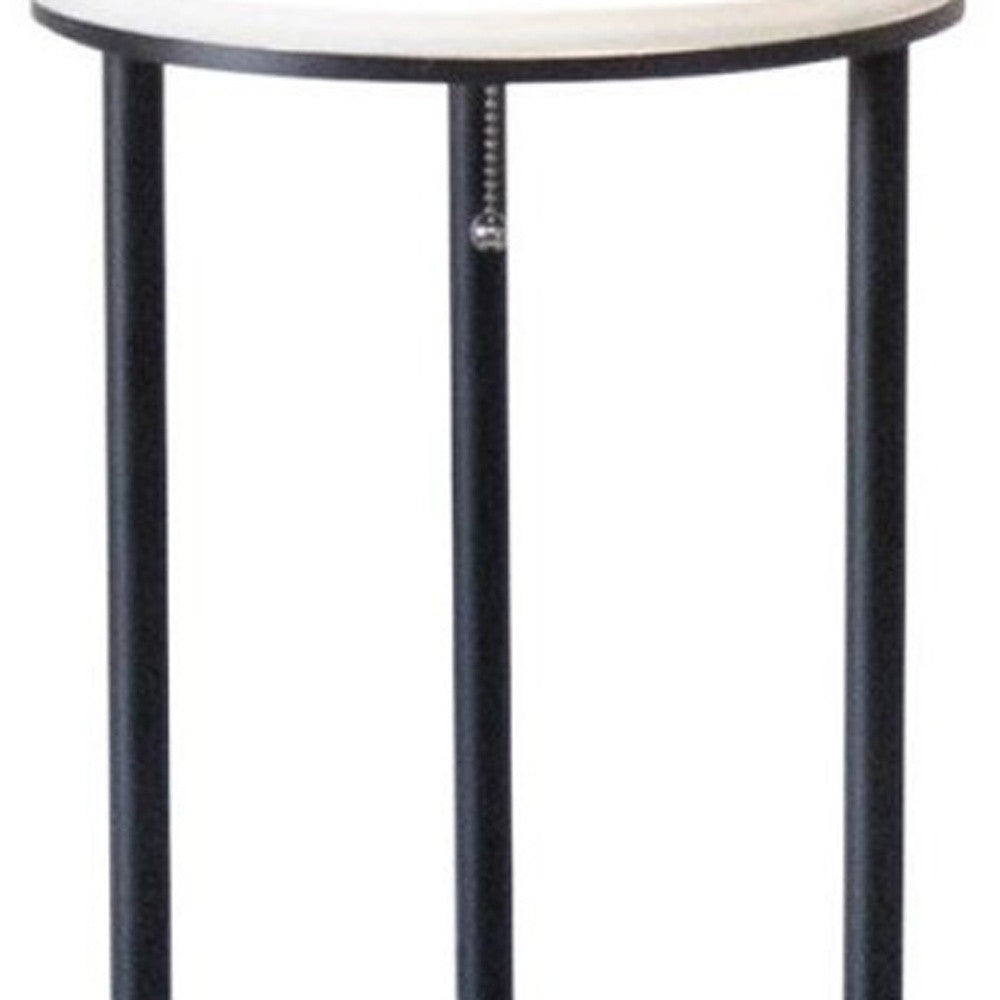 Black Wood Floor Lamp w/ Circular Charging Station Shelf