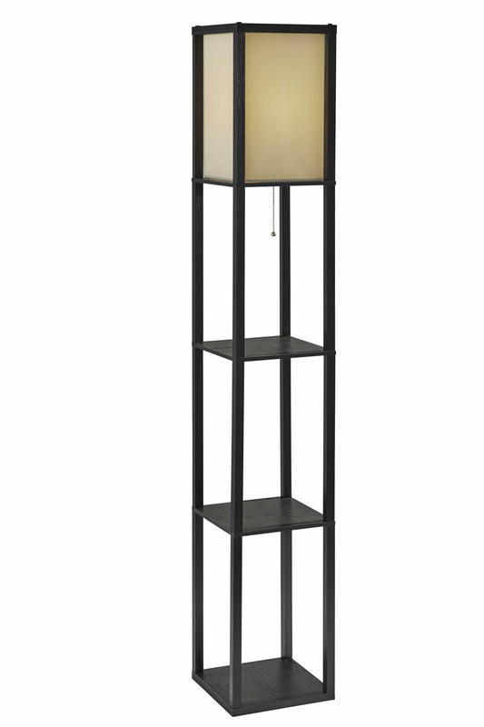 Floor Lamp w/ Black Wood Finish Storage Shelves