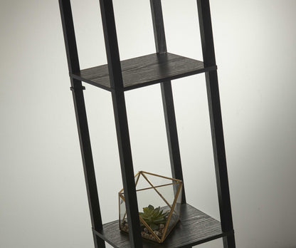 Floor Lamp w/ Black Wood Finish Storage Shelves