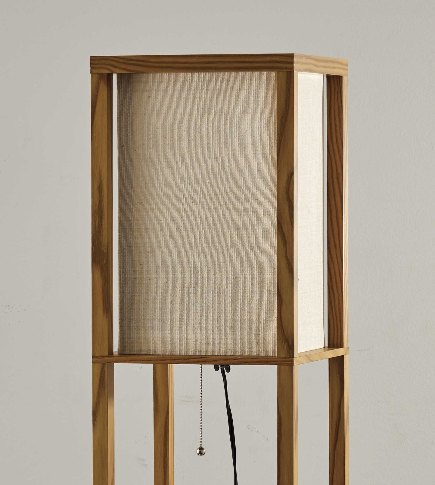 Floor Lamp w/ Natural Wood Finish Storage Shelves
