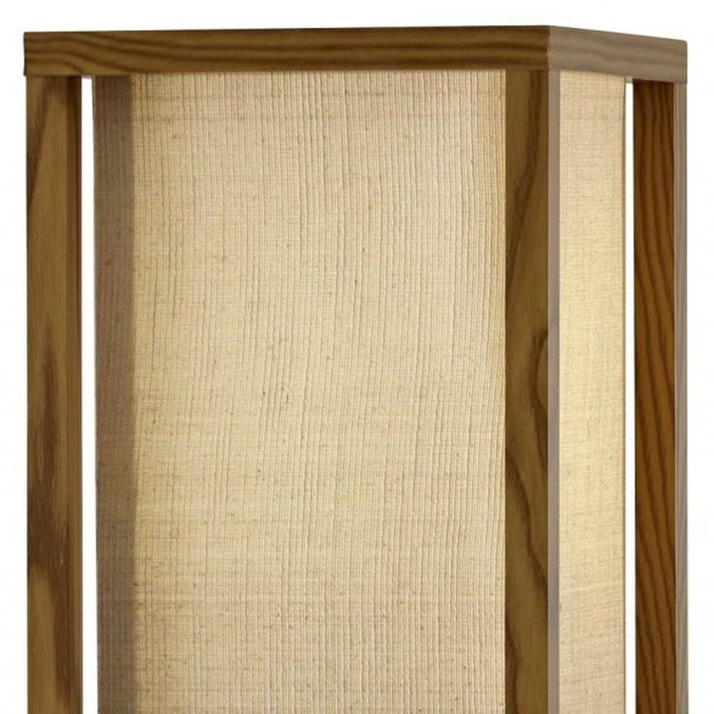 Floor Lamp w/ Natural Wood Finish Storage Shelves