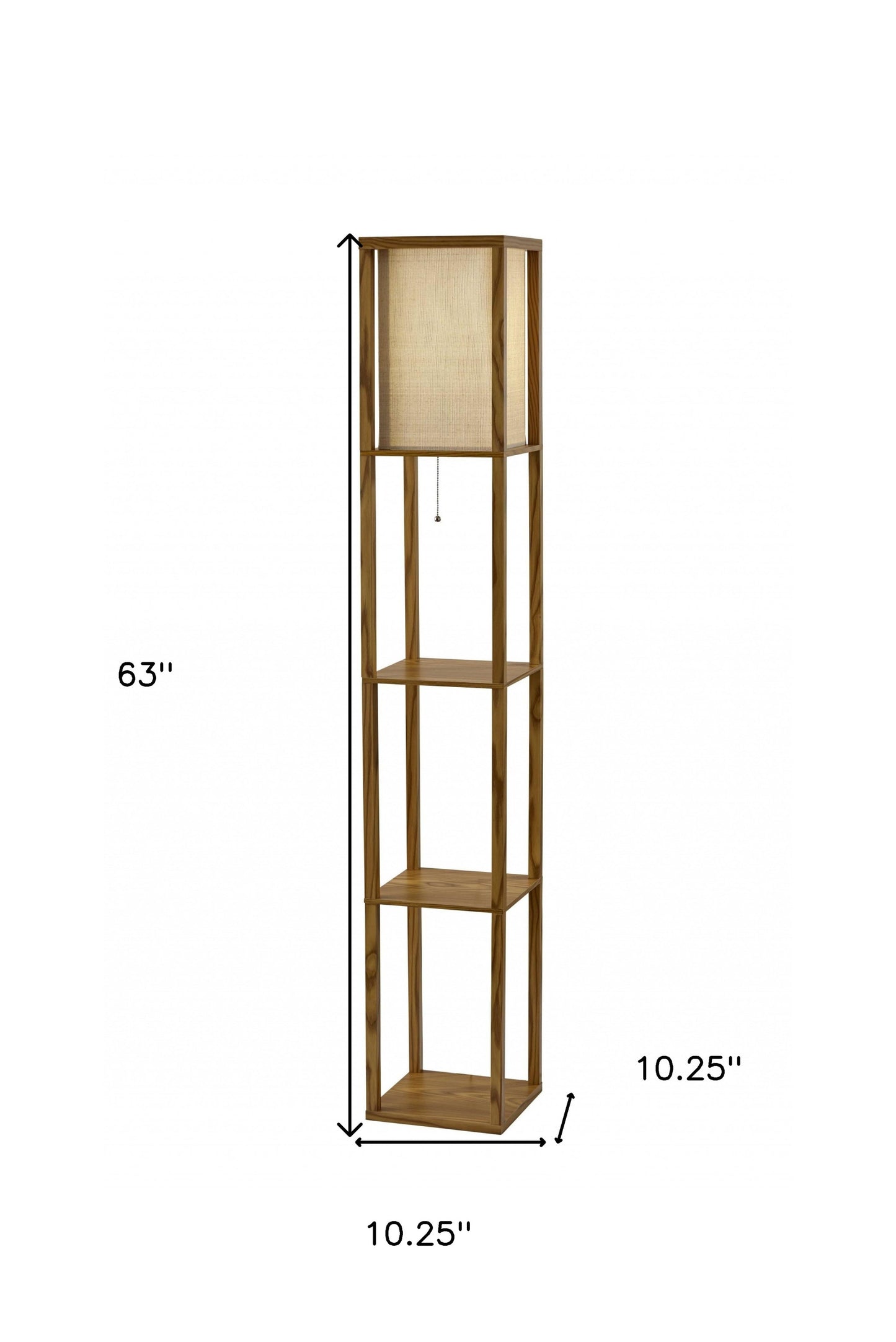 Floor Lamp w/ Natural Wood Finish Storage Shelves