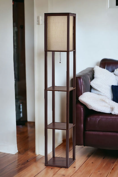 Brown Column Floor Lamp w/ Shade