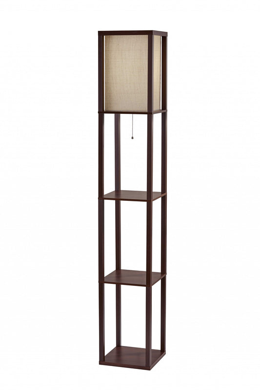 Brown Column Floor Lamp w/ Shade