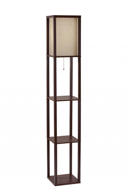 Brown Column Floor Lamp w/ Shade