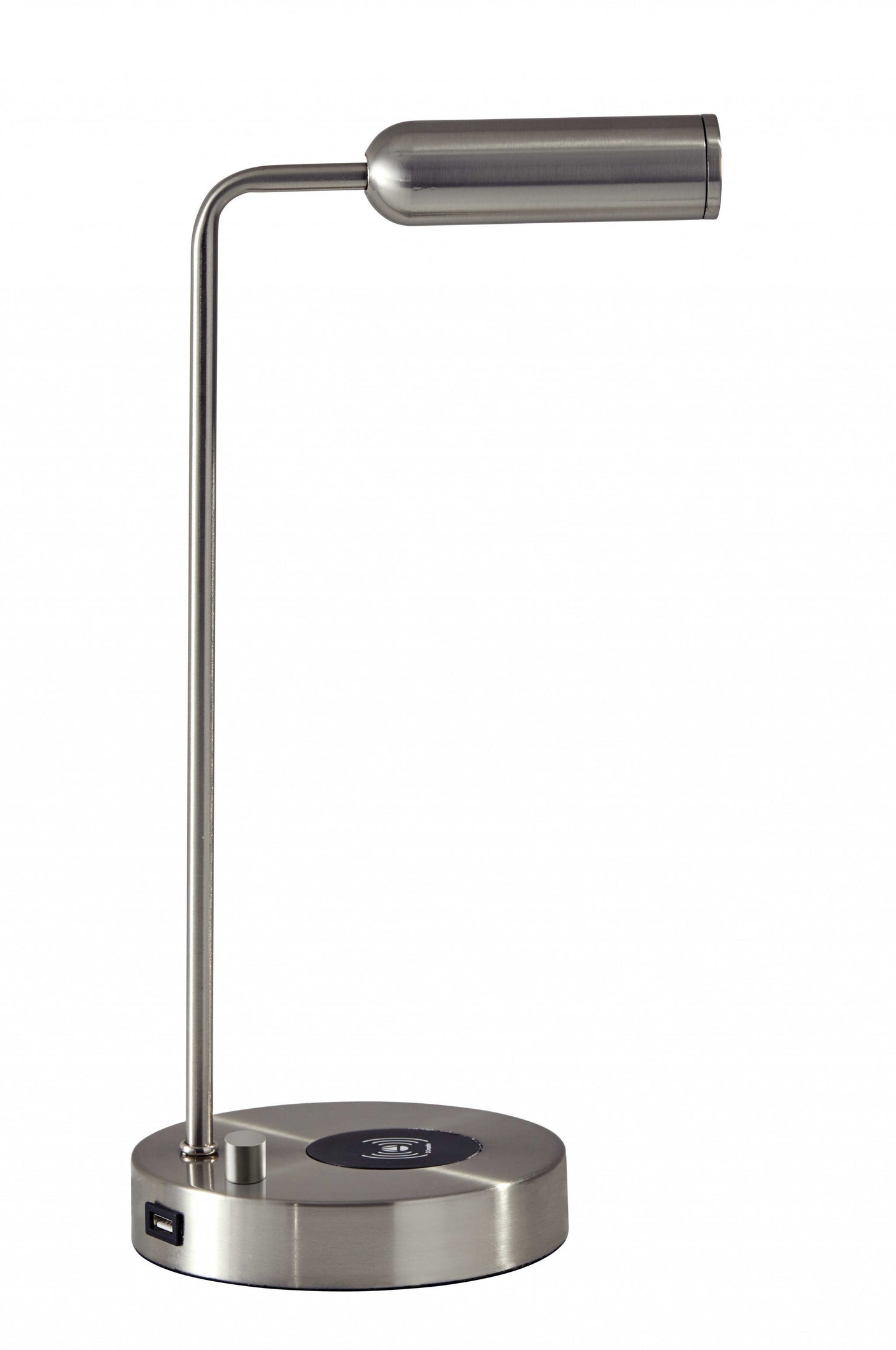 Silver Desk Lamp w/ & Wireless Charging
