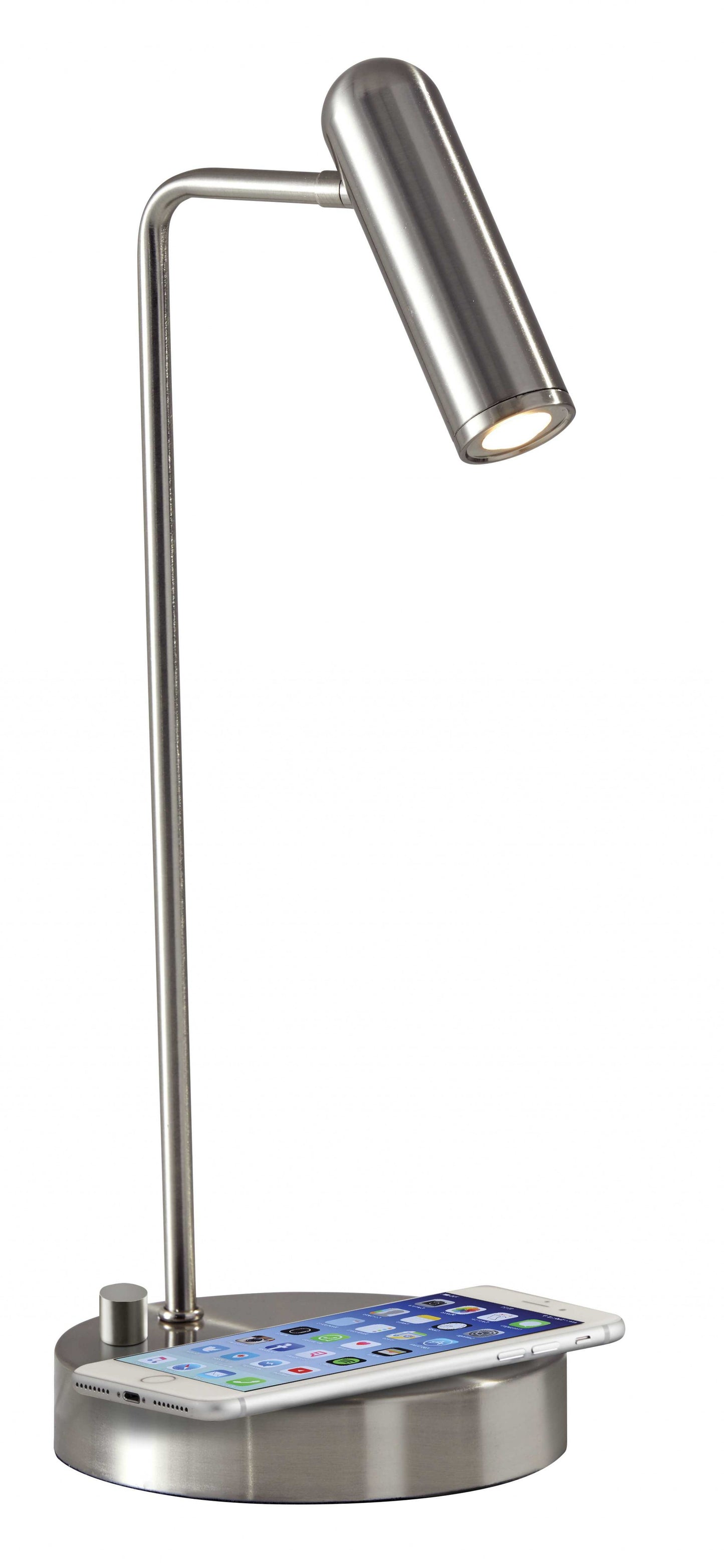 Silver Desk Lamp w/ & Wireless Charging