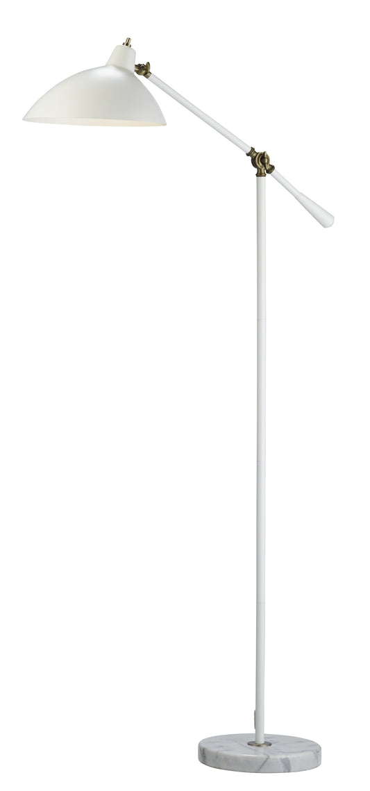 White Task Floor Lamp w/ White Bowl Shade