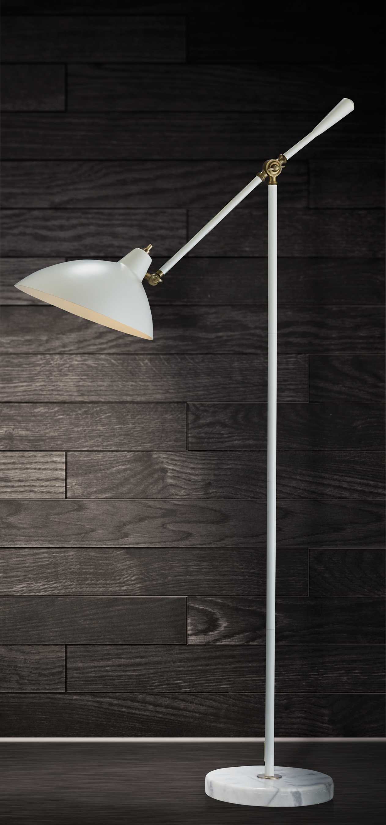 White Task Floor Lamp w/ White Bowl Shade
