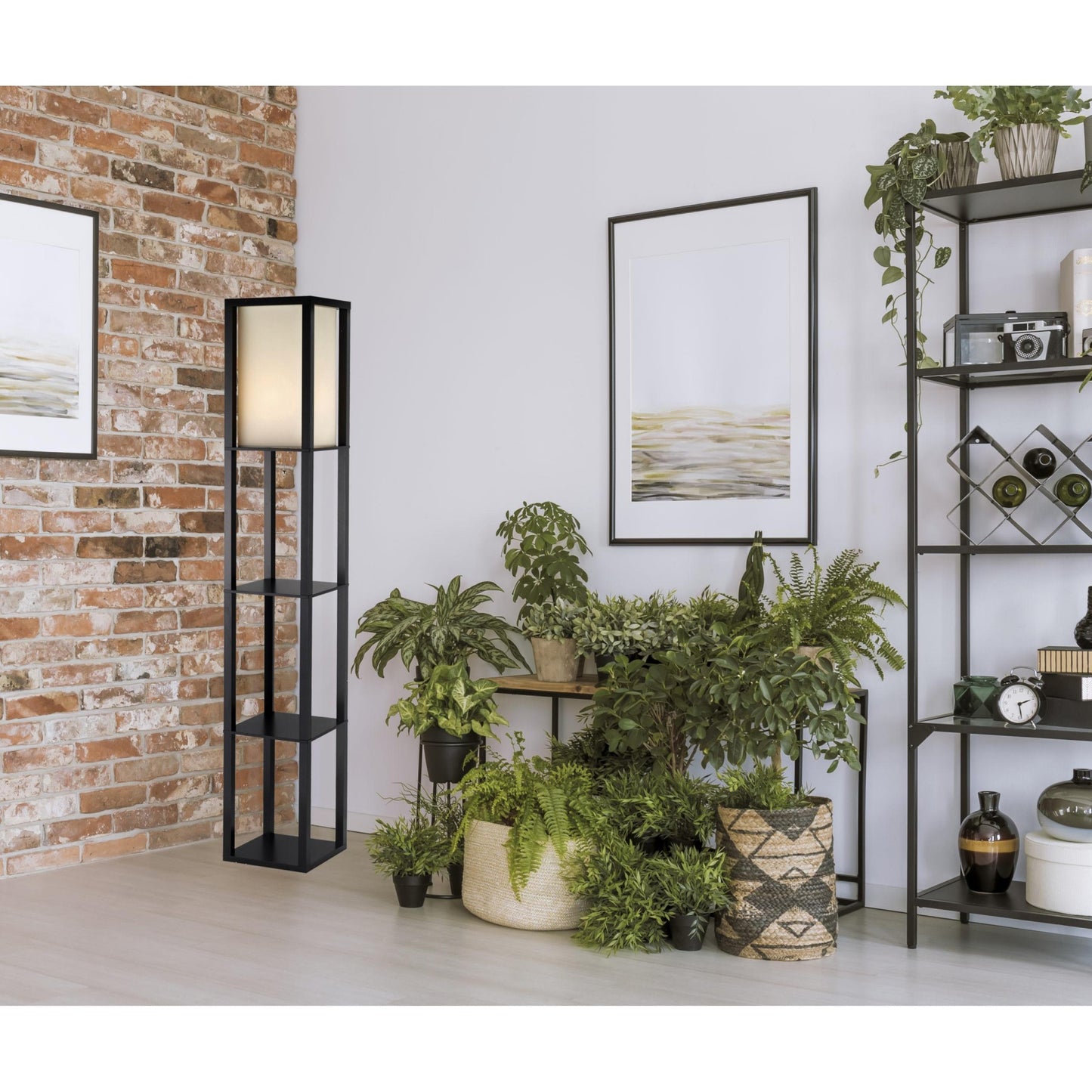 H Sleek Column Style Floor Lamp w/ Storage