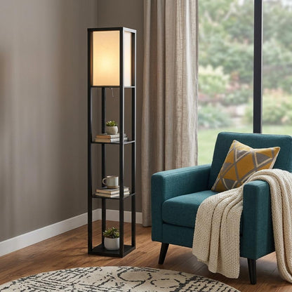 H Sleek Column Style Floor Lamp w/ Storage