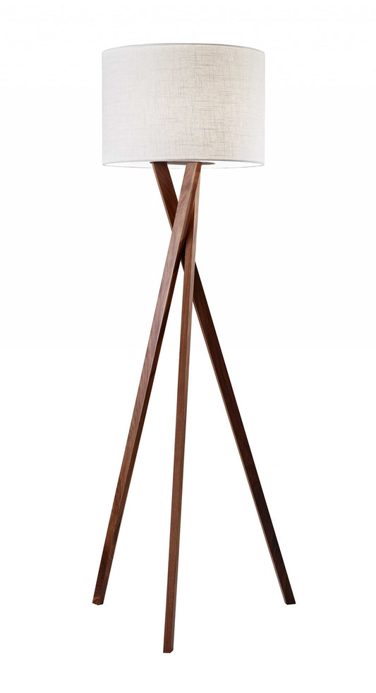 Solid Wood Tripod Floor Lamp w/ Shade
