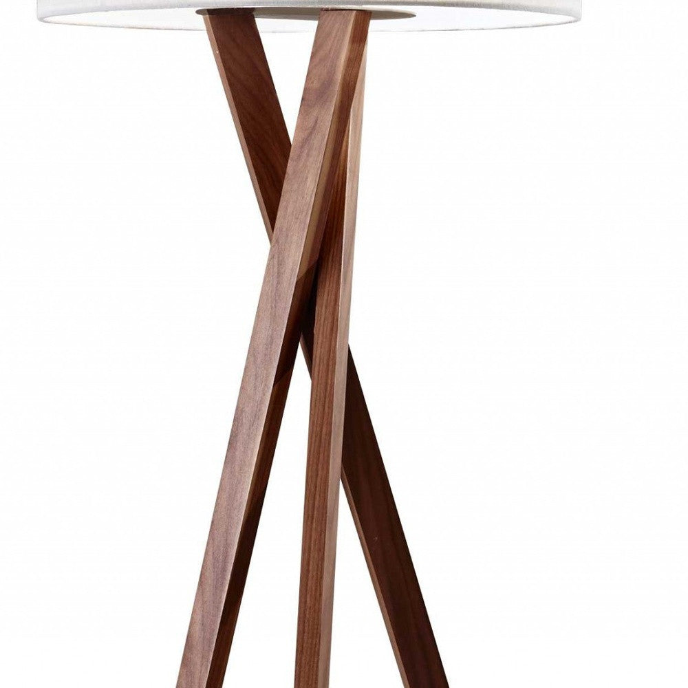 Solid Wood Tripod Floor Lamp w/ Shade
